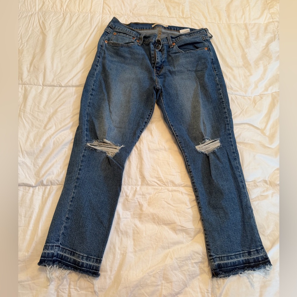 Levi's Blue Ripped Boyfriend Jeans